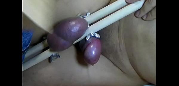  Testicle torture Cumshot very painful ballbusting.MP4